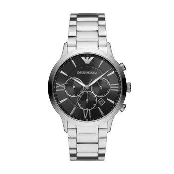 Armani AR11208 Herren-Quarz-Chronograph-Uhr 44mm blaues Zifferblatt braunes Leder