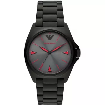ARMANI AR11393 Herren Quarz Analog Uhr 40mm Edelstahlgehäuse Schwarzes Lederarmband