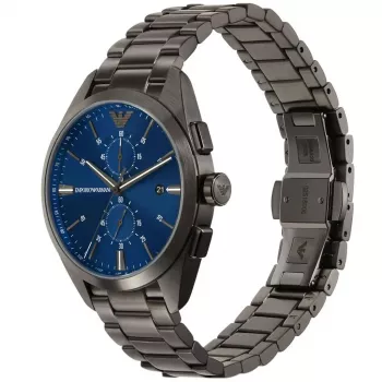 ARMANI AR11481 Herren Luigi Chronograph Quarzuhr 43mm schwarzes Zifferblatt schwarzes Lederarmband