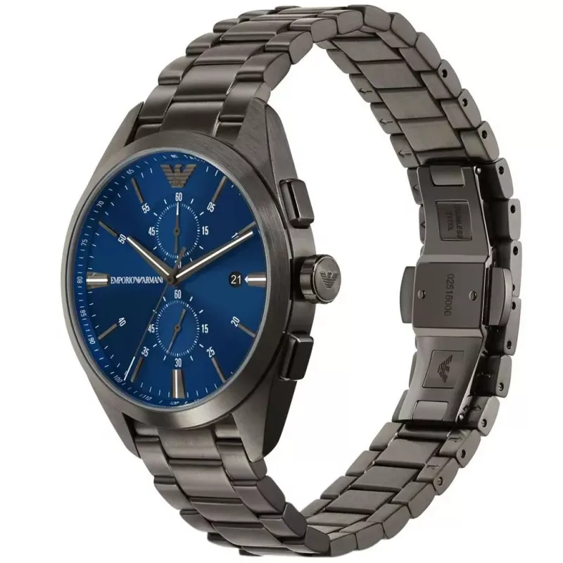 ARMANI AR11481 Herren Luigi Chronograph Quarzuhr 43mm schwarzes Zifferblatt schwarzes Lederarmband