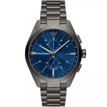 ARMANI AR11481 Herren Luigi Chronograph Quarzuhr 43mm schwarzes Zifferblatt schwarzes Lederarmband