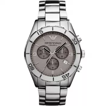 ARMANI AR1462 Herren-Keramikuhr 43mm schwarzes Zifferblatt Chronograph