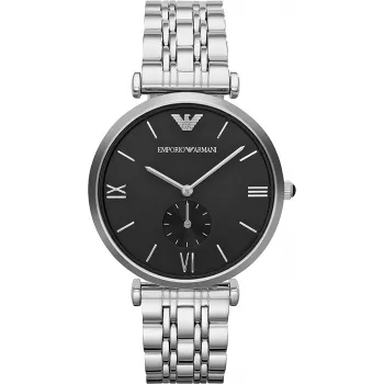 ARMANI AR1676 Herren Analog Quarzuhr 40mm schwarzes Zifferblatt Lederarmband