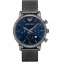 ARMANI AR1979 Herren Quarz-Chronograph Uhr 46mm schwarzes Zifferblatt Lederarmband