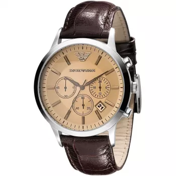 Armani AR2433 Herren-Quarz-Chronograph Uhr 43mm Edelstahl Blaues Zifferblatt