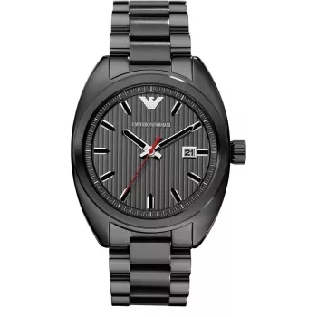 Armani AR5910 Herren Quarz-Chronograph Uhr 44mm schwarz ionenplattiertes Edelstahl