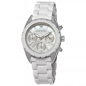 ARMANI AR5941 Damen-Chronographuhr aus Edelstahl in Roségold-Optik, 35 mm