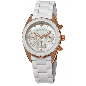 Armani AR5943 Damen-Chronograph Uhr, Roségold Edelstahl, 35 mm