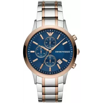 ARMANI AR80025 Herren Quarz Chronograph Uhr 43mm Edelstahl Blaues Zifferblatt