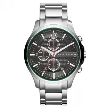ARMANI EXCHANGE AX2163 Herren Quarz-Chronograph Uhr 46mm schwarzes Zifferblatt Lederarmband