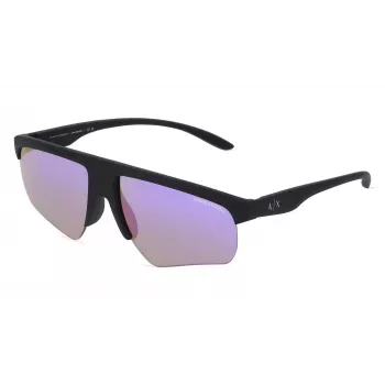 ARMANI EXCHANGE AX4123S80784V Herren-Rechteck-Sonnenbrille - Schwarzer Propionat-Rahmen mit dunkelgrauen verspiegelten Gläsern