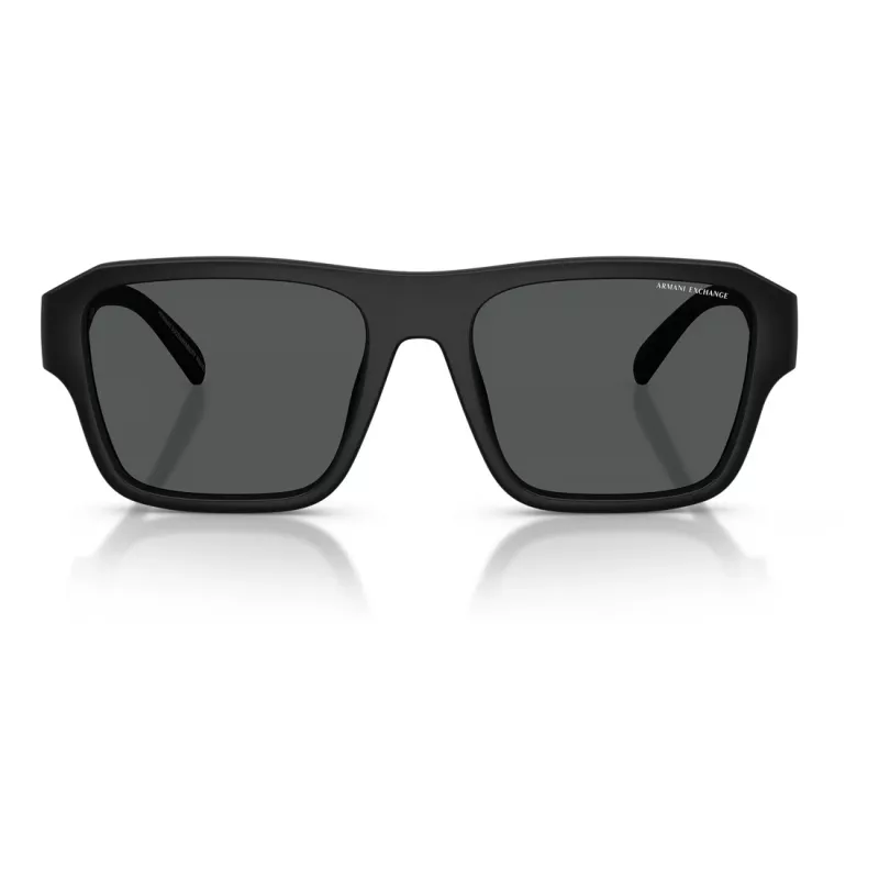 Armani Exchange AX4154SU83737 Herren-Rechteck-Sonnenbrille - Schwarzer Propionat-Rahmen, graue Polycarbonat-Gläser, UV400-Schutz