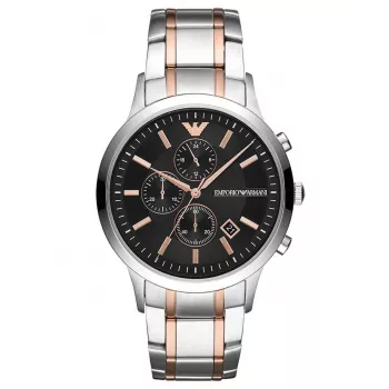 Armani Man AR11165 Herren-Chronograph Uhr, 43mm Edelstahl schwarzes Zifferblatt