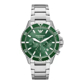 Armani Man AR11500 Herren Analog Quarz Chronograph Uhr 43mm Schwarzes Zifferblatt Lederarmband