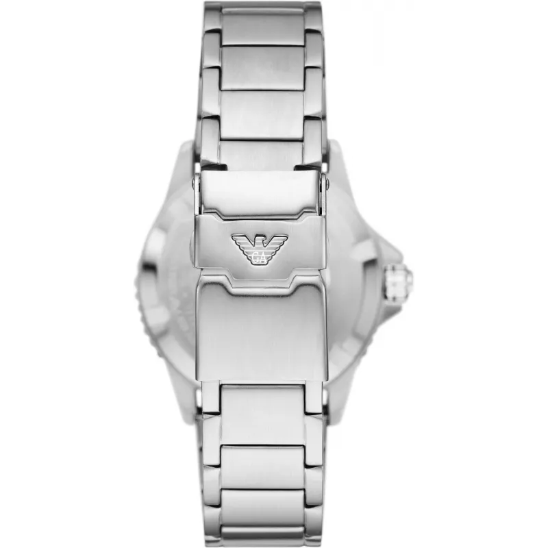 ARMANI Man AR11589 Herren Analog Quarz Uhr 42mm blaues Zifferblatt Silber Edelstahl