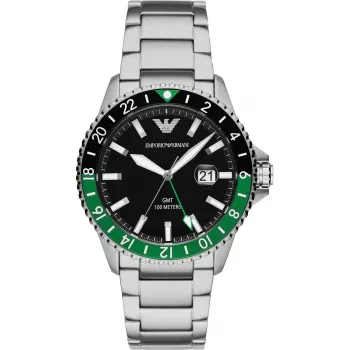 ARMANI Man AR11589 Herren Analog Quarz Uhr 42mm blaues Zifferblatt Silber Edelstahl