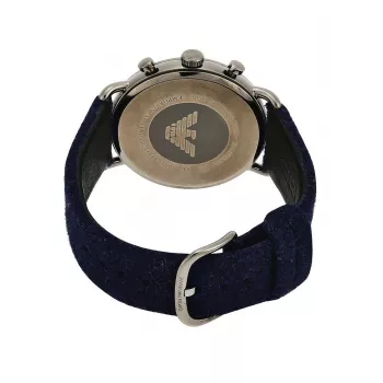 ARMANI Herren AR11144 Chronograph Edelstahl Uhr 43mm Blaues Zifferblatt