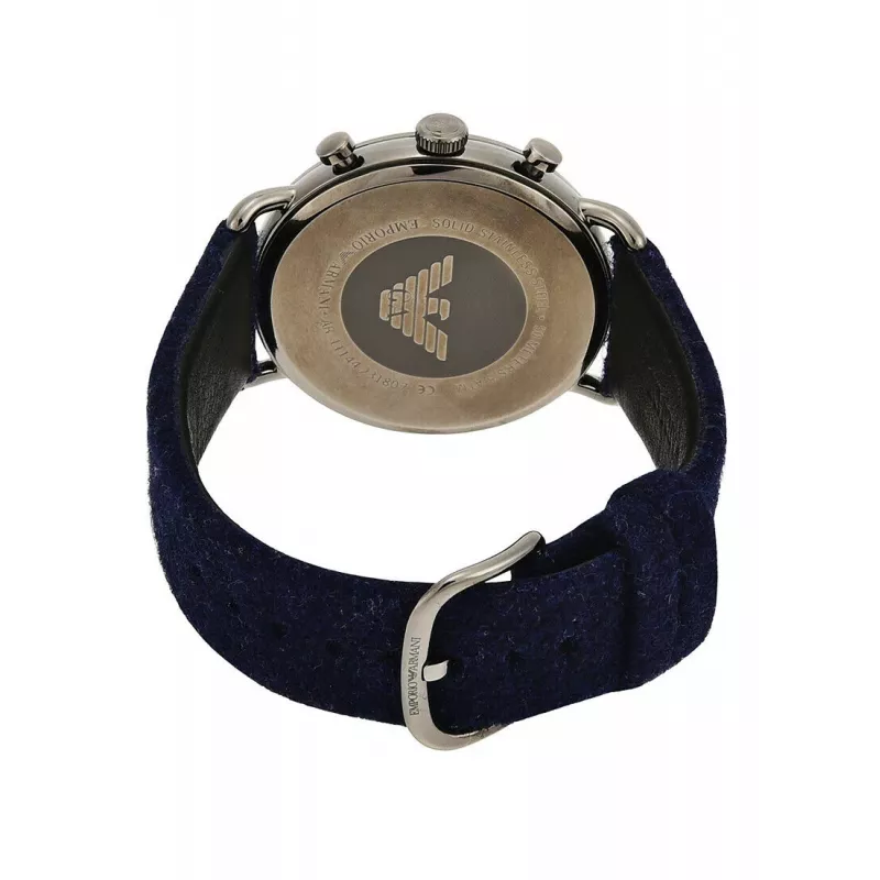 ARMANI Herren AR11144 Chronograph Edelstahl Uhr 43mm Blaues Zifferblatt