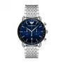 ARMANI Herrenuhr AR11238 Edelstahl-Chronograph mit blauem Zifferblatt, 43 mm