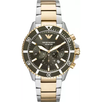 Armani Herrenuhr AR11361 42mm Edelstahl Mesh Schwarz Zifferblatt Chronograph