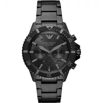 ARMANI Herren-Chronograph AR11363 Edelstahl Uhr 43mm schwarzes Zifferblatt