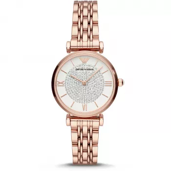 ARMANI Damen AR11244 Gianni T-Bar Quarz Analog Uhr 32mm Roségold-Edelstahl