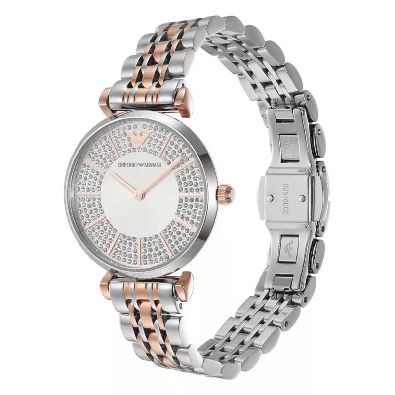 ARMANI Damenuhr AR11537 32mm Edelstahl Silbernes Zifferblatt