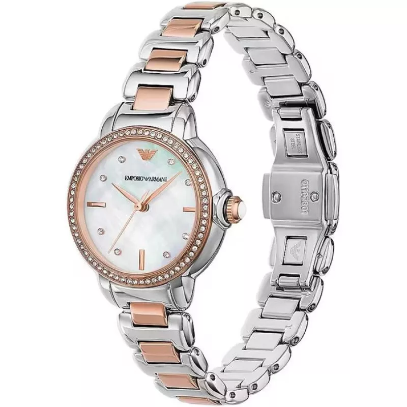 ARMANI Damenuhr AR11569 Gianni T-Bar Quarz Uhr 32mm Silber Edelstahl