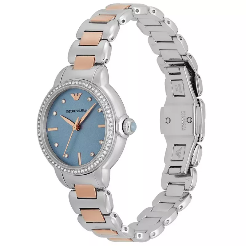 ARMANI Damenuhr AR11597 32mm Edelstahl Silbernes Zifferblatt Mesh-Armband