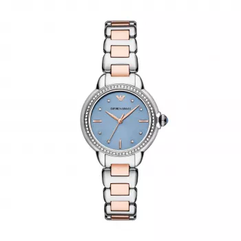 ARMANI Damenuhr AR11597 32mm Edelstahl Silbernes Zifferblatt Mesh-Armband