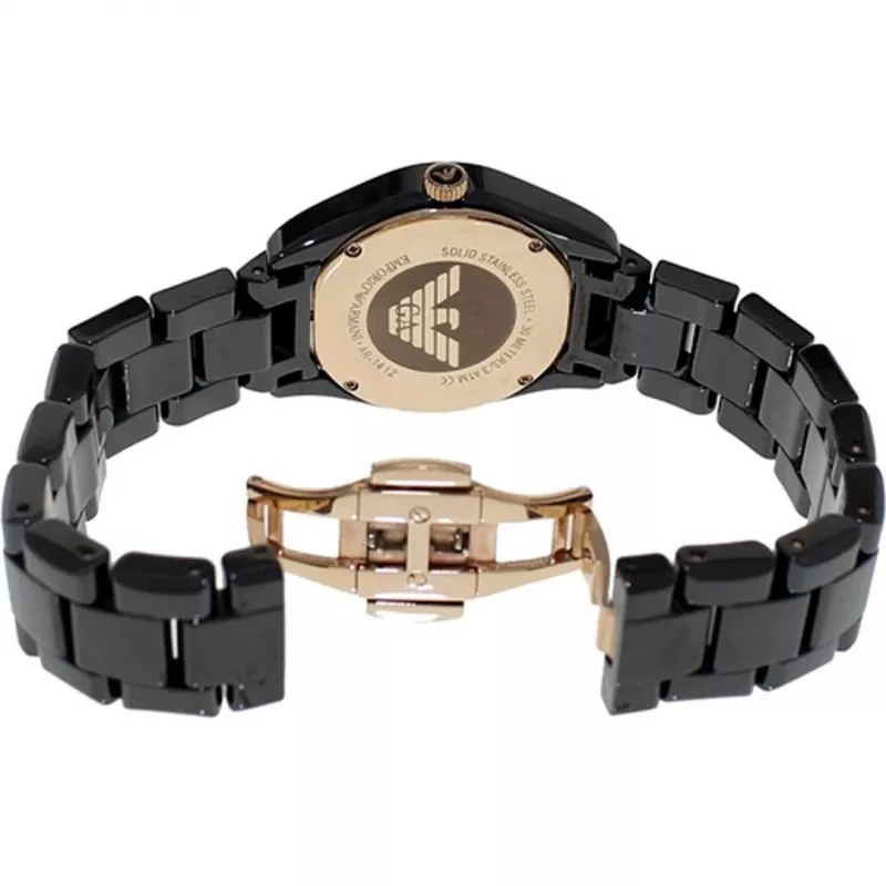 ARMANI Damenuhr AR1412 Quarz-Chronograph 35mm Schwarz Keramik