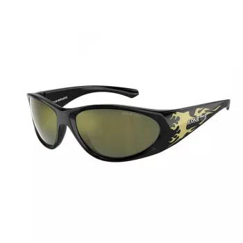 Arnette AN4342-29476R Unisex Sonnenbrille, Matt Schwarzer Rahmen, Dunkelgraue verspiegelte Silber Gläser, 62 mm Glasbreite
