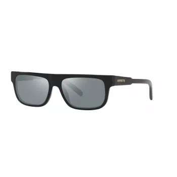 ARNETTE Herren-Sonnenbrille AN4278-12006G - Matt schwarzer Propionat-Rahmen, graue verspiegelte Polycarbonat-Gläser, 55 mm Glasbreite