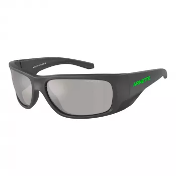 ARNETTE Herren-Sonnenbrille AN4345-28706G Rechteckig Matt Schwarz Gestell Grau Verspiegelt Silber Glas 62mm