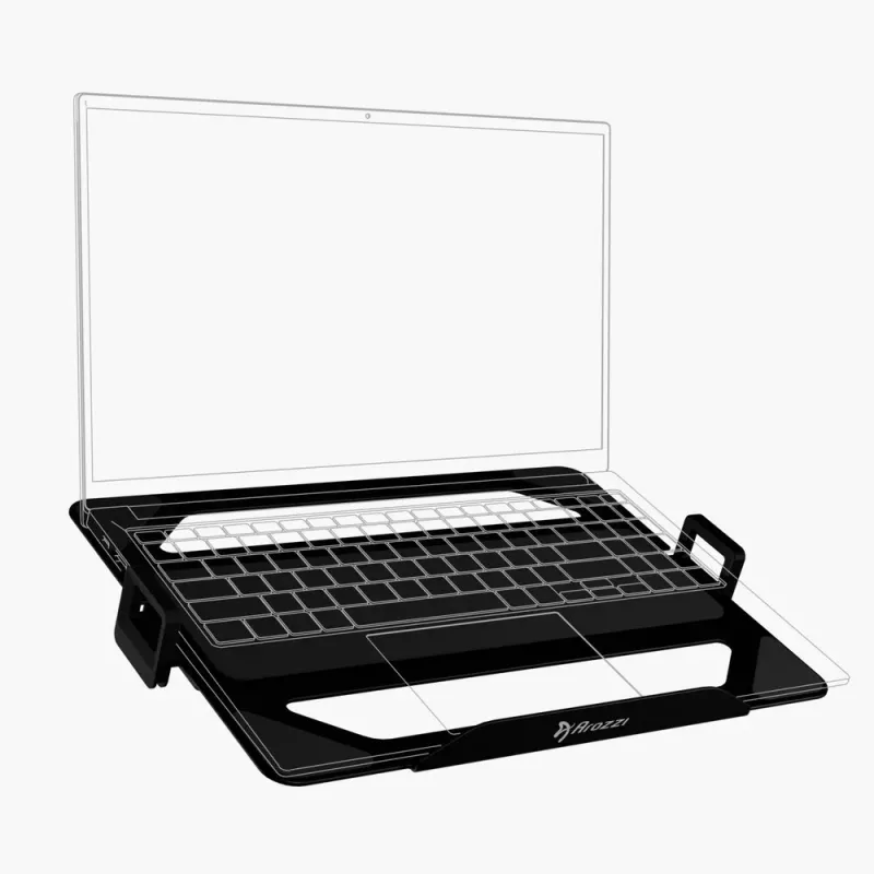Arozzi Alzare AZ-ALZARE-LH-BK Verstellbarer Laptop-Ständer, Aluminium Schwarz, 50-300 mm Höhe, klappbar, für Laptops bis 18 Zoll