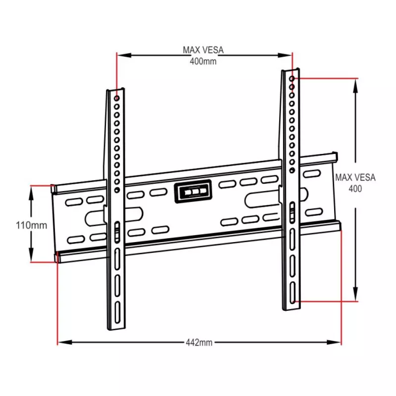 ART AR-33 Feststehende Wandhalterung für 26-60 Zoll LCD/LED-Fernseher, 45 kg, VESA 400x400, Schlankes 24-mm-Profil, Schwarz