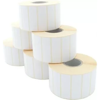 ARTDEV Thermotransfer-Etikett Rolle 60x20mm, 110mm Rollendurchmesser, 40mm Kern, 2600 Etiketten/Rolle, Weiß, Papier, Permanentkleber