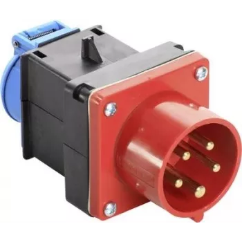 AS SCHWABE 400V 16A CEE auf Schuko Adapterkabel, 5-polig auf 2-polig, 0,3m, IP44, Schwarz 60495
