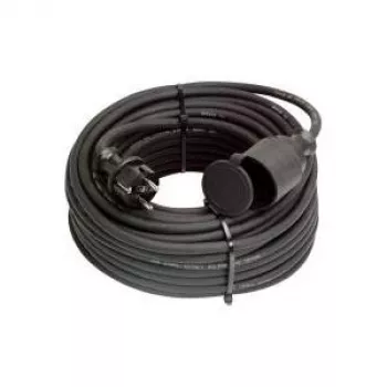 AS Schwabe 60384 25m H07RN-F Gummi-Verlängerungskabel mit Schuko-Stecker und -Kupplung, Schwarz, IP44, 16A