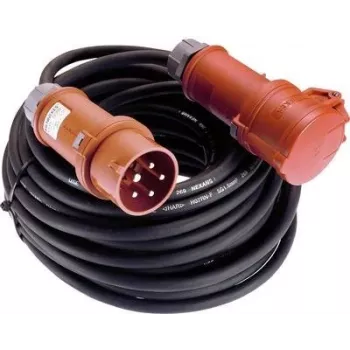 AS SCHWABE 60566 10 m CEE 400V 16A 5-poliges Gummiverlängerungskabel mit Phasenwender, Schwarz