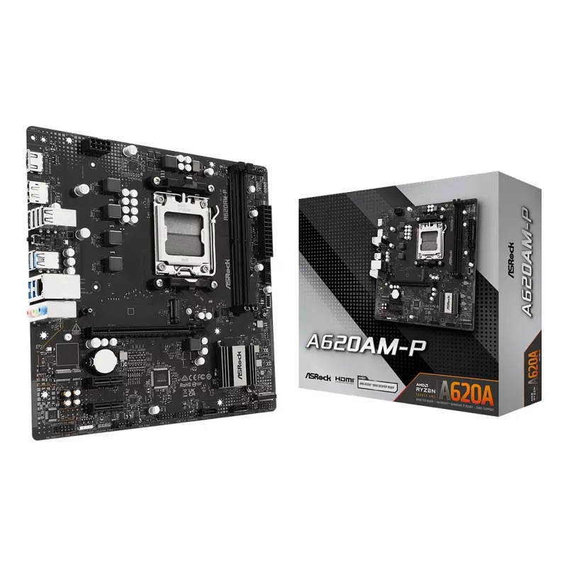 ASRock A620AM-P AMD A620 AM5 Micro ATX Mainboard (DDR5, HDMI, DisplayPort, M.2)