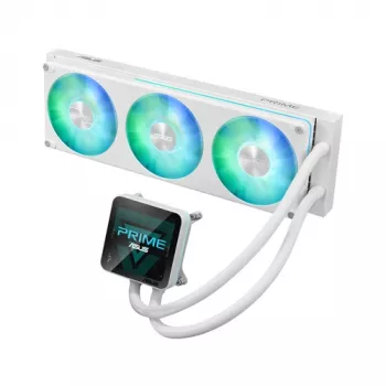 ASUS Prime LC II 360 ARGB LCD White Edition - 360mm AIO Flüssigkeitskühler für CPU mit 3,5 inch LCD-Display, 3x120mm ARGB-Lüfter, Kupferboden, für AM4/AM5/LGA1700/LGA1851