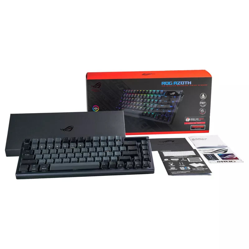 ASUS ROG Azoth 75% Hotswap Mechanische Tastatur, Tri-Mode RGB, OLED Display, PBT Tastenkappen, NX Switches, Schwarz