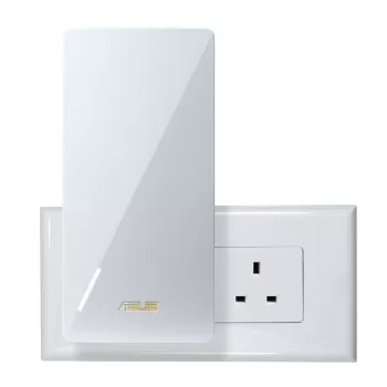 ASUS RP-BE58 Dual-Band Wi-Fi 7 Repeater, BE3456, 2,4 GHz 574 Mbit/s + 5 GHz 2882 Mbit/s, 1x Gigabit-Port, AiMesh, WPA3, Weiß