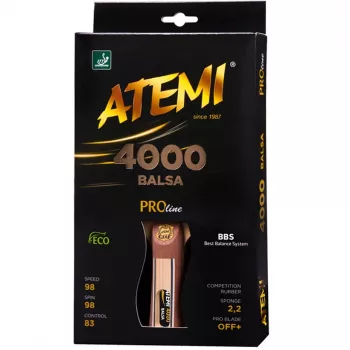 Atemi 4000 Balsa Concave Tischtennisschläger - Offensives 5-lagiges Balsaholz-Blatt mit Atemi ACE Belägen, 2,2 mm Schwamm, ITTF-zugelassen