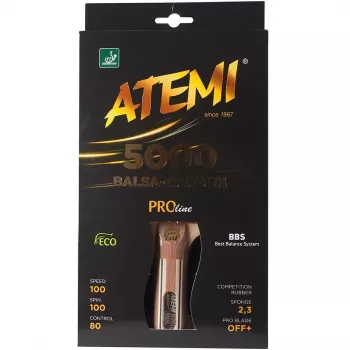 ATEMI 5000 Pro Concave Tischtennisschläger - 5-Sterne Offensivholz mit ITTF-zugelassenen ACE-Belägen