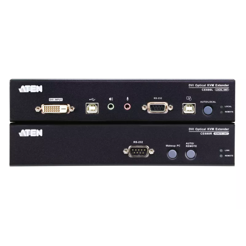 ATEN CE680 KVM Audio USB Serial Extender über Glasfaser, DVI Dual Link, 600 m, 1310/1550 nm