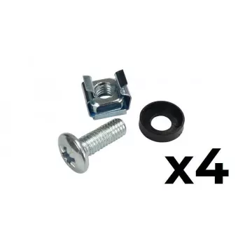 ATTE ADD-RACKMNT M6 Rack-Montageschrauben-Set – 4 Stück mit Käfigmuttern und Unterlegscheiben