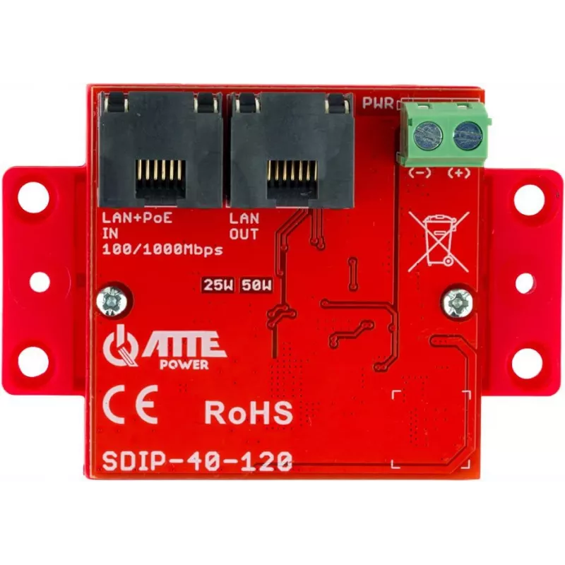 ATTE SDIP-40-120 PoE-Netzteil, 48W, 40V DC, 10/100 Mbps