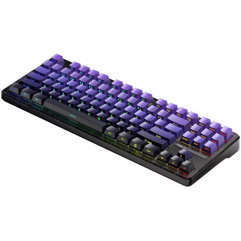 AULA Gasket F87 Pro Tastatur Schwarz Lila GrayWoodV4 RGB